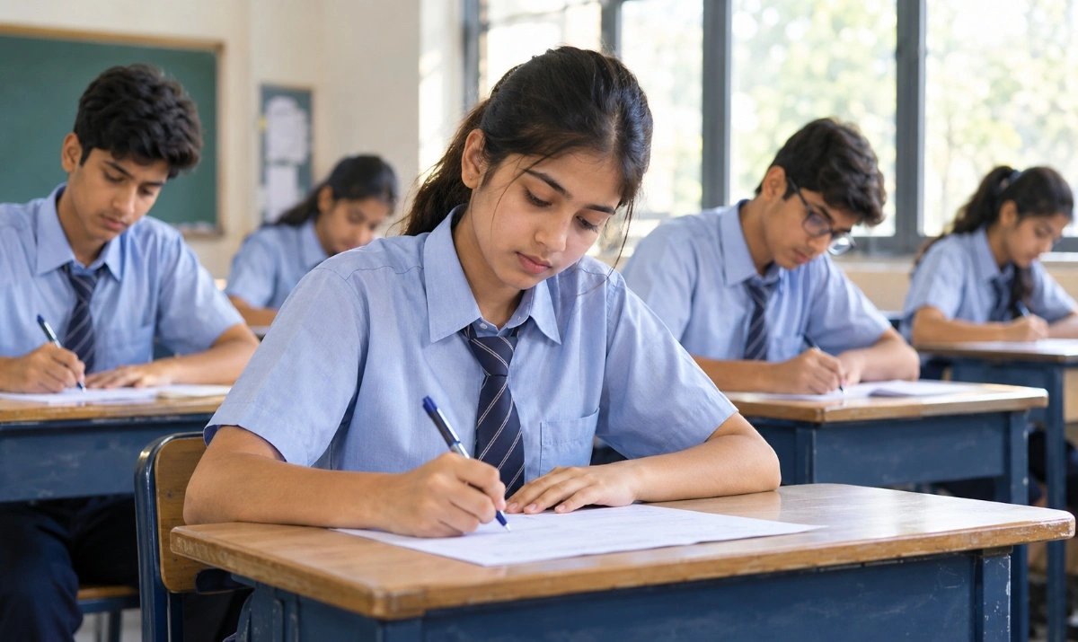 Class 10 students preparing in a classroom for CBSE Class 10 Board Exam Date Sheet 2027